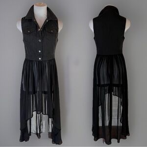 Vintage Steampunk Runway Goth Punk Renn Faire Black Sheer Studded Hi Low…